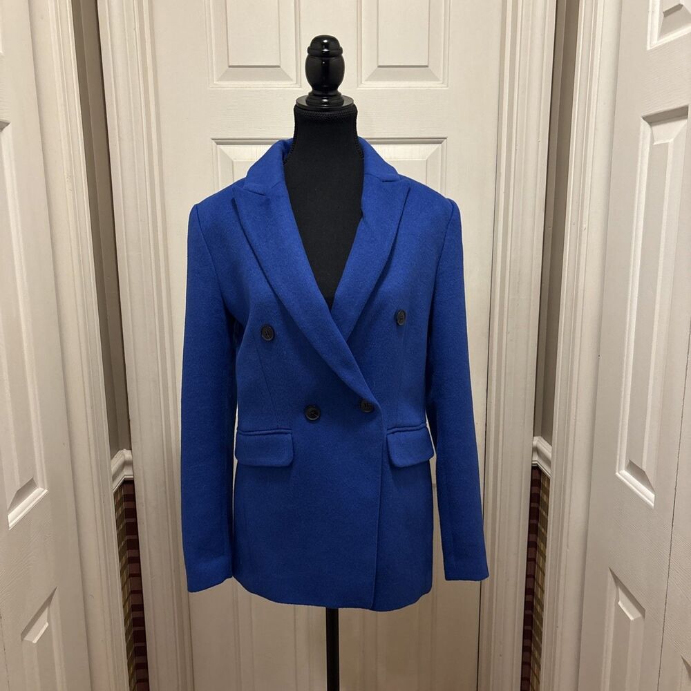 Loft Wool Royal blue Double Breasted Women's Blazer Size 4
